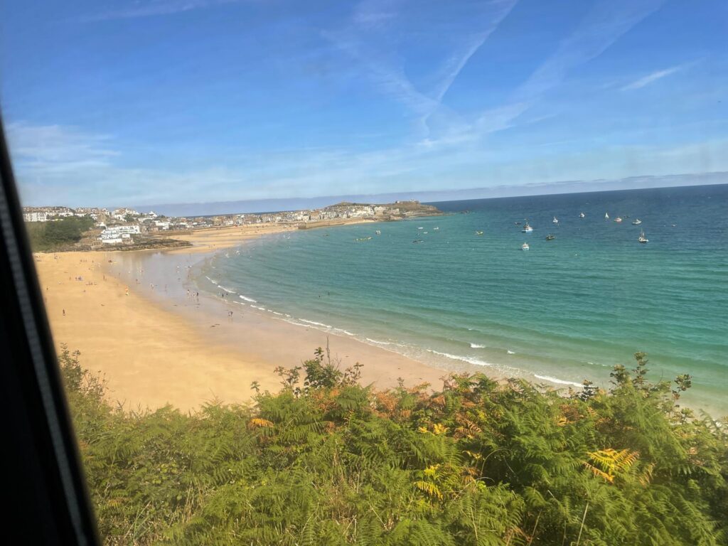 St Ives Cornwall looking across the bay to Smeartons Peir