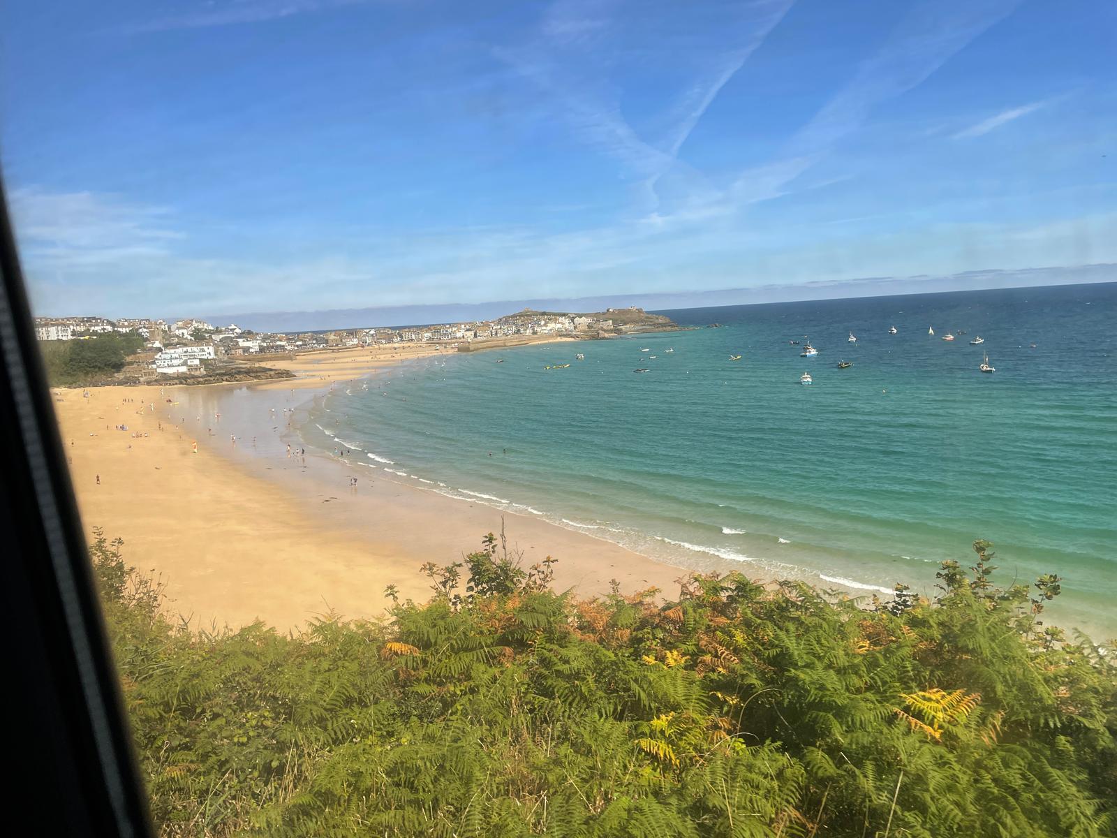 St Ives Cornwall looking across the bay to Smeartons Peir